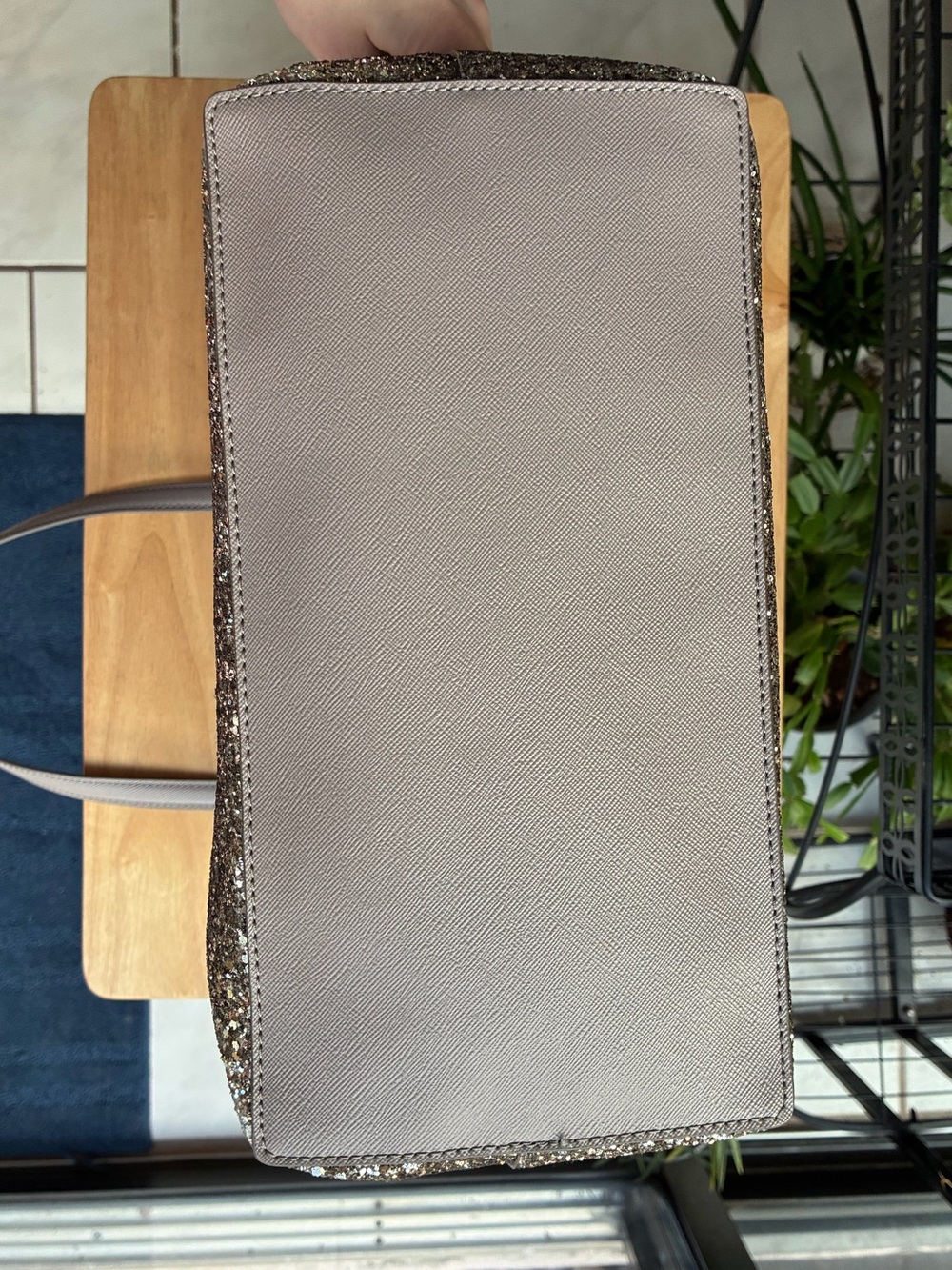 Kate Spade New York Flash Glitter Tote Bag in Cool Grey Lilac Saffiano Leather - Picture 16 of 16
